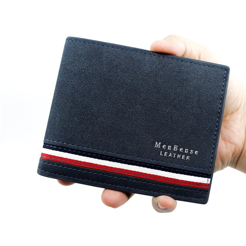Luxury Men's Short Wallet - High Quality PU Leather Purse, Bifold Zipper Coin Pocket & Slim Card Holders with Money Clip
