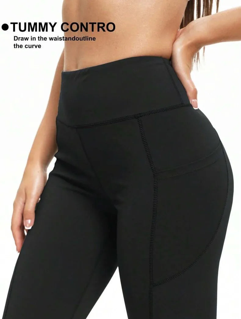 Neutral Pocket Flare Yoga Pants 2026 Spring Season High Waist Trousers for Women Bottoms Other Material 100%