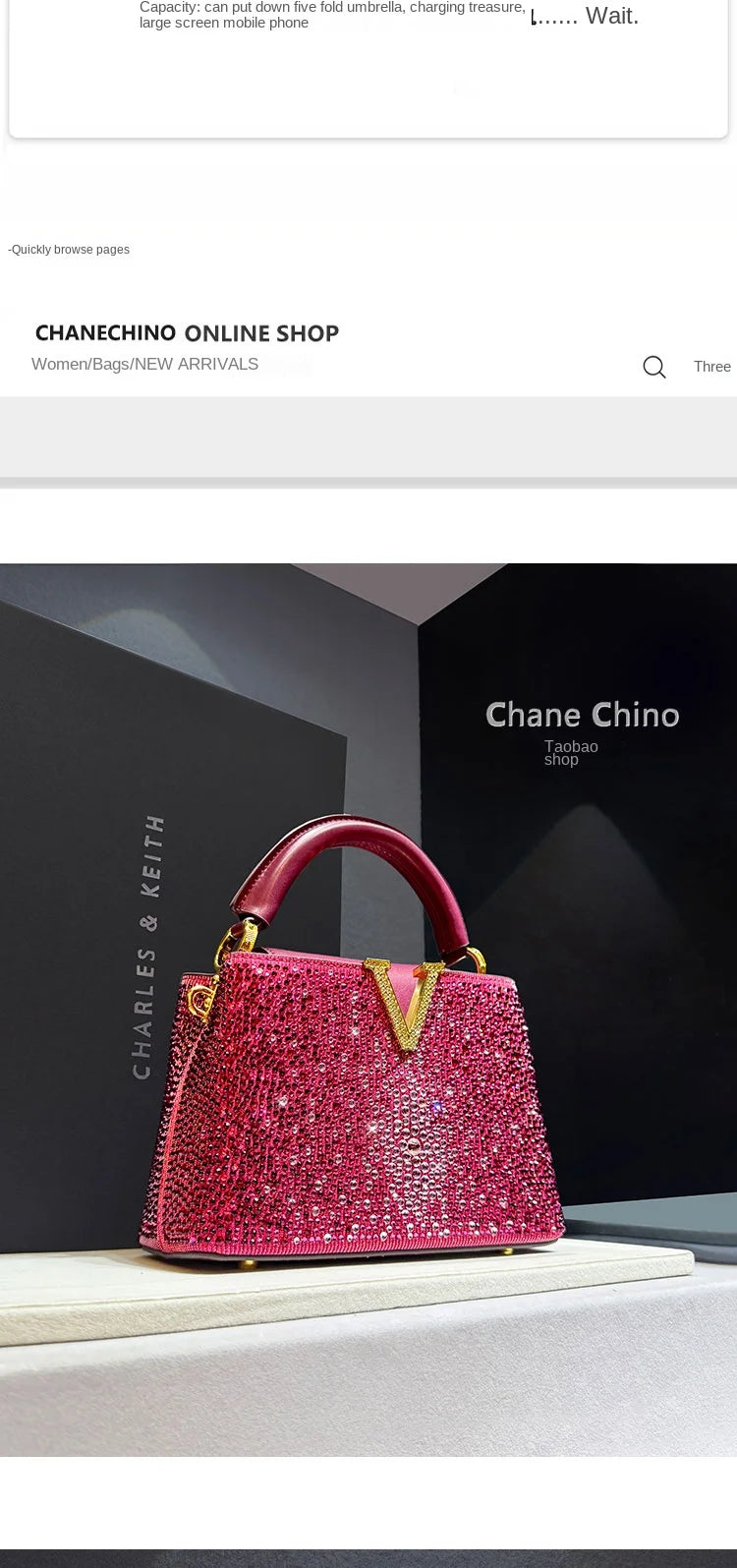 High Luxury Genuine Leather Diamonds Tote Women's Handbags 2025 Small Evening Bag V Letter Rhinestone Shoulder Crossbody Bags