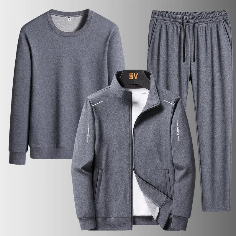 Spring Men's 2025 Sportswear Set Streetwear Casual Outdoor Camping Breathable 3-Piece Tracksuit with Hoodies And Pants Fashion