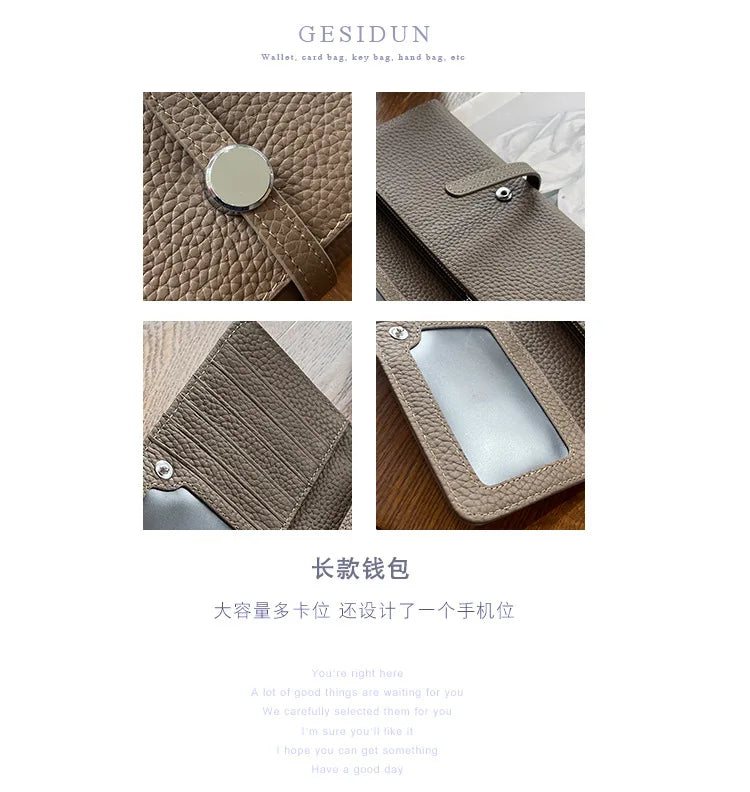 Genuine Leather Wallet Women Long Clutch Fashion Luxury Brand Ladies Purses Card Holder Zipper Coin Pocket High Quality Billfold