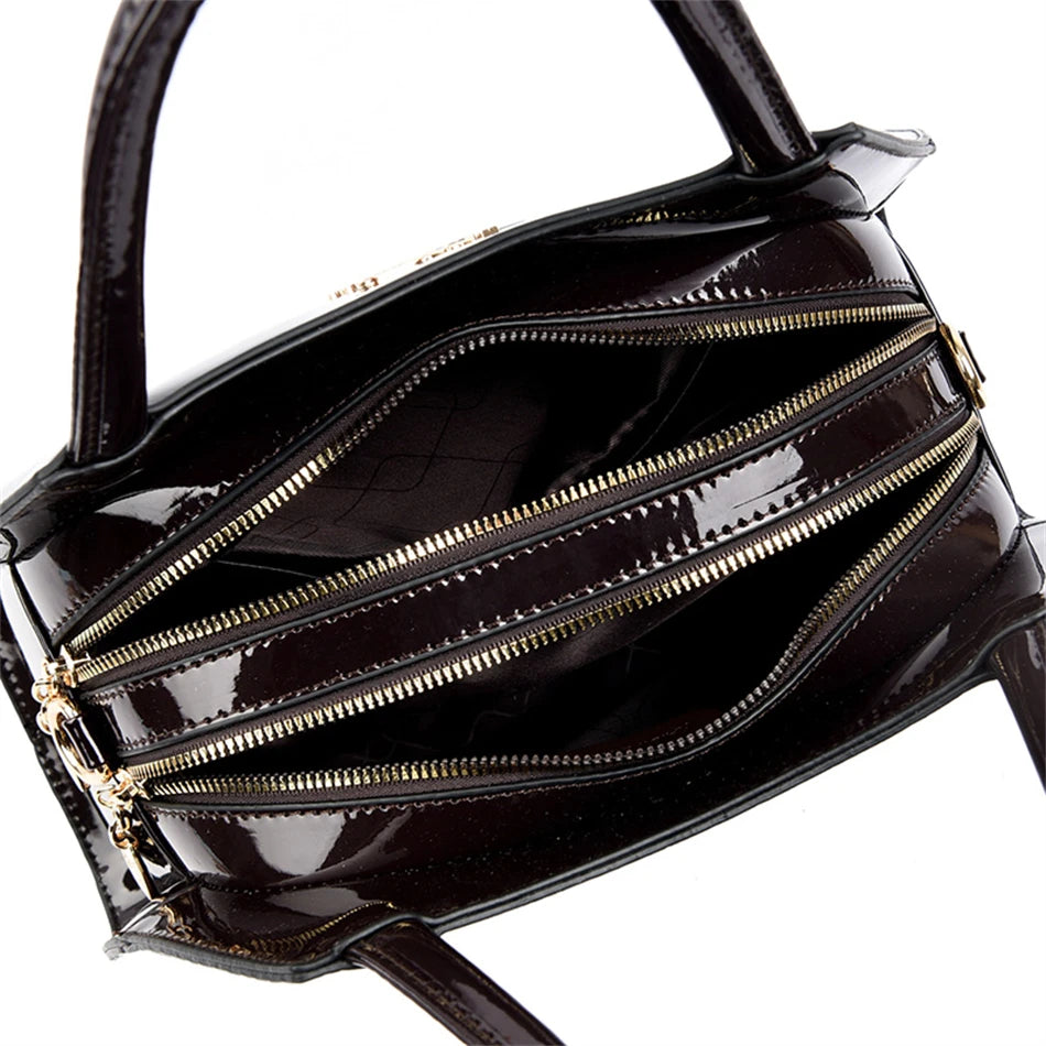 Luxury Patent Leather Handbags for Women Designer Crocodile Pattern Women's Shoulder Crossbody Bag Hobos Ladies Messenger Stone