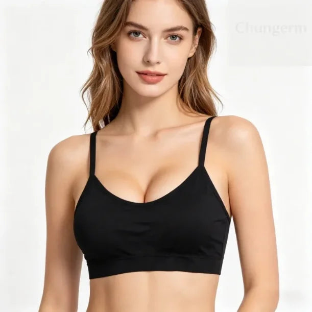 Sports Underwear Women Yoga Fitness Seamless Crop Top Wide Letter Straps Comfortable Workout Activewear Back Without Underwire I