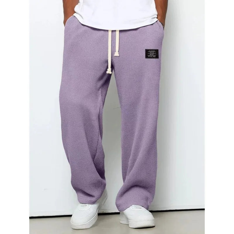 Straight‑Leg Sweatpants  European & American  Trendy Brand Draping Wide‑Leg Casual Sports Long Pants