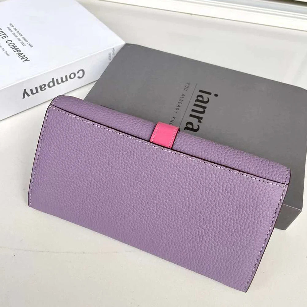 Luxury Genuine Leather Women Long Wallet Custom Name Female Card Holder Clutch Bag Fashion New Personalize Initials Purse Wallet