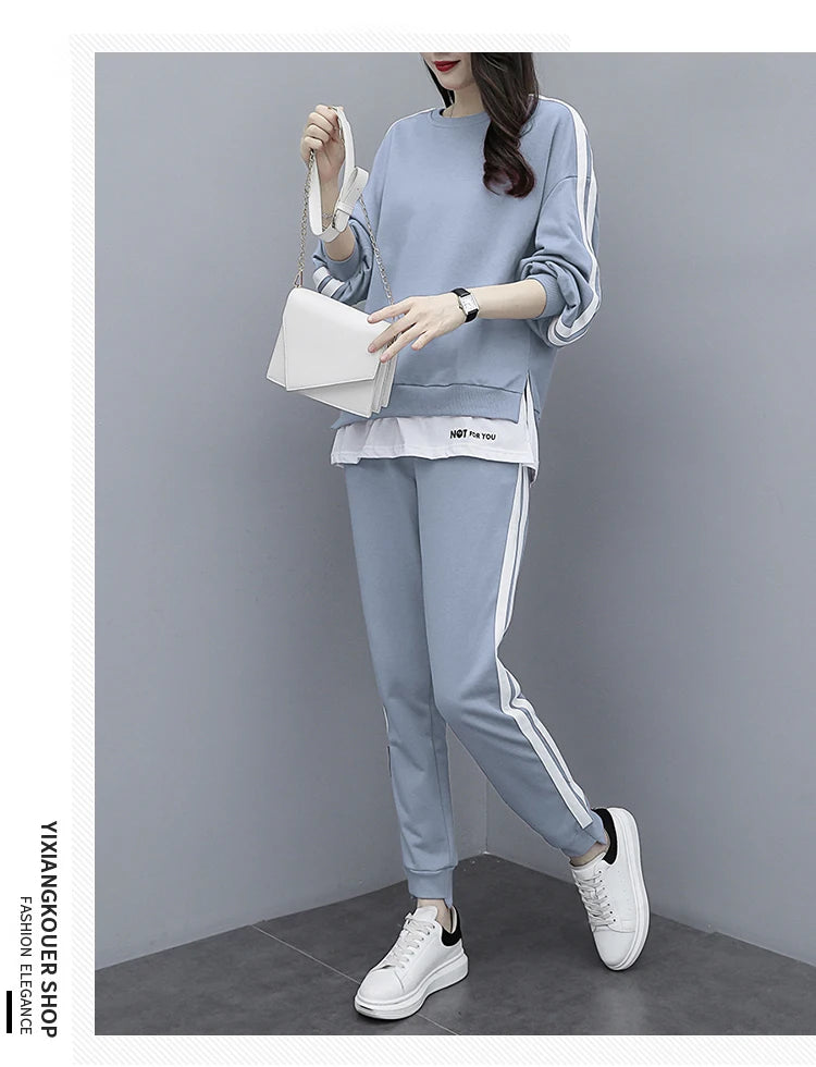 Casual Sportswear Set for Women Spring Autumn New Style Loose Fashionable Large Size Trendy Sweatshirt Best Friend Outfit