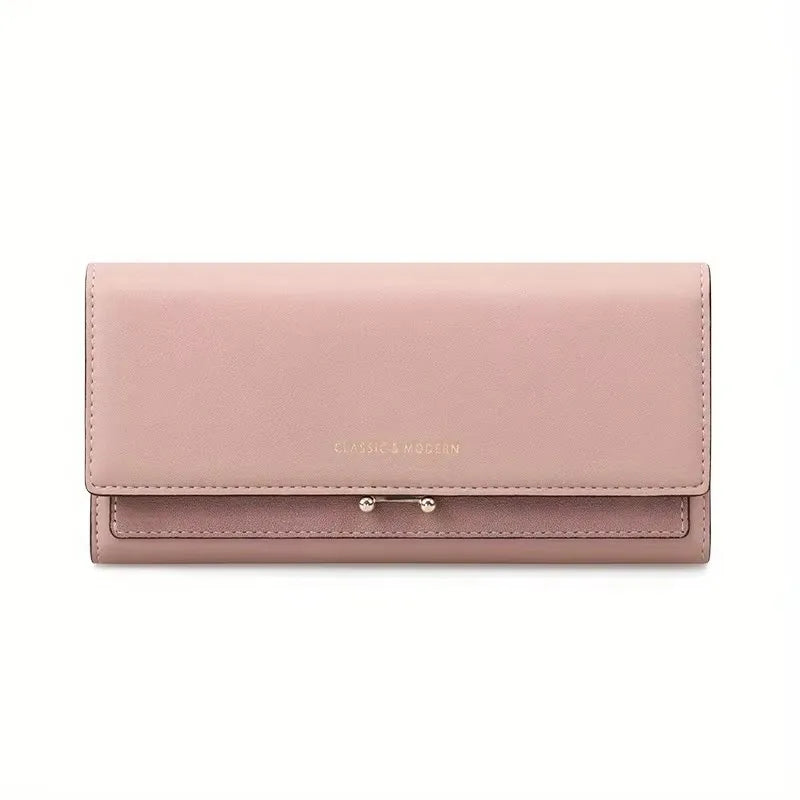 Women Pu Leather Long Wallet Trendy Classic Envelope Clutch Large Capacity Card Holder Cash Phone Purse High Quality
