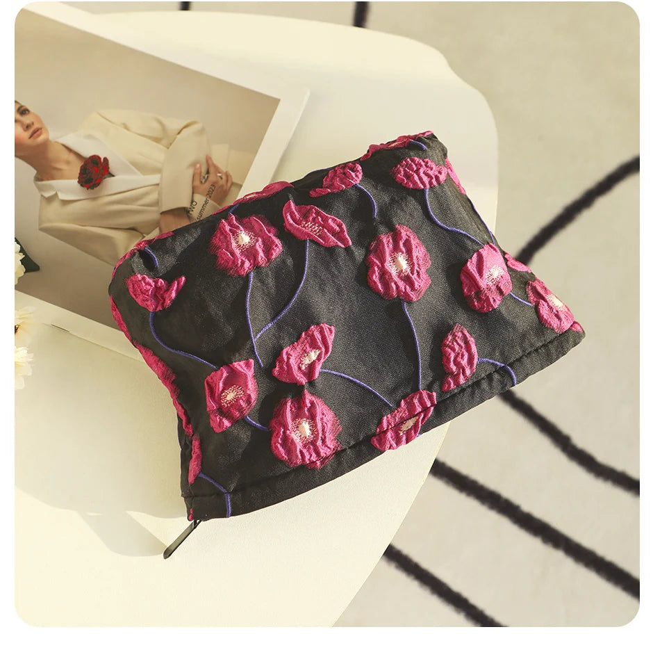 Purple Charm Women's makeup bag by Hotfashionitems, stylish cosmetic organizer pouch with zipper and compact design.