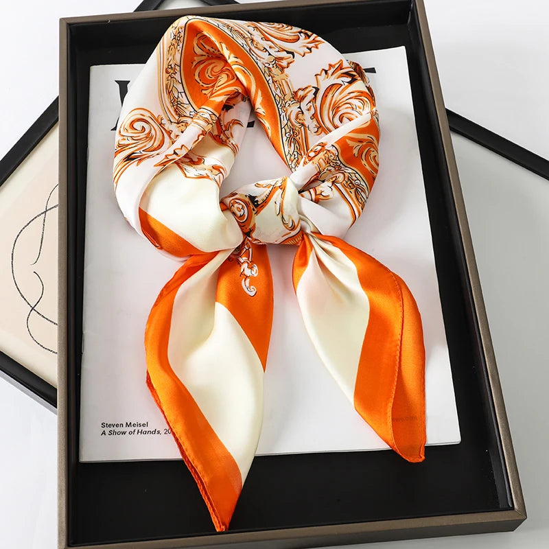 New Satin Shawl Design Wild leopard Print Silk Square Women neck scarves Wrap Headkerchief Beach Hair Band women's bandana