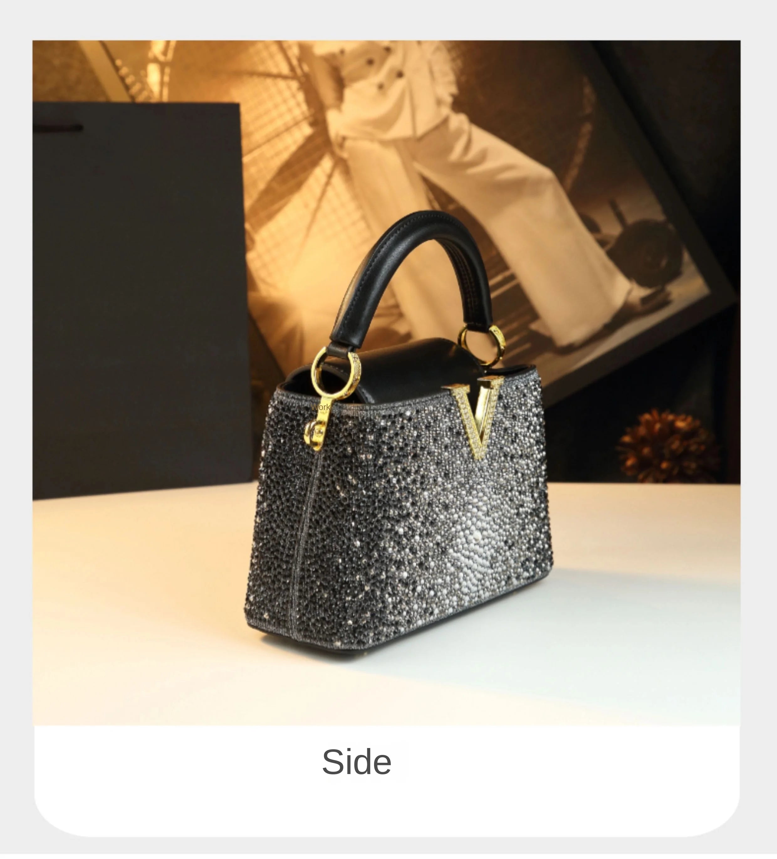 Luxury Fashion Diamonds Women's Handbags 2025 New V Letter Small Shoulder Crossbody Bag Genuine Leather Messenger Shell Bags