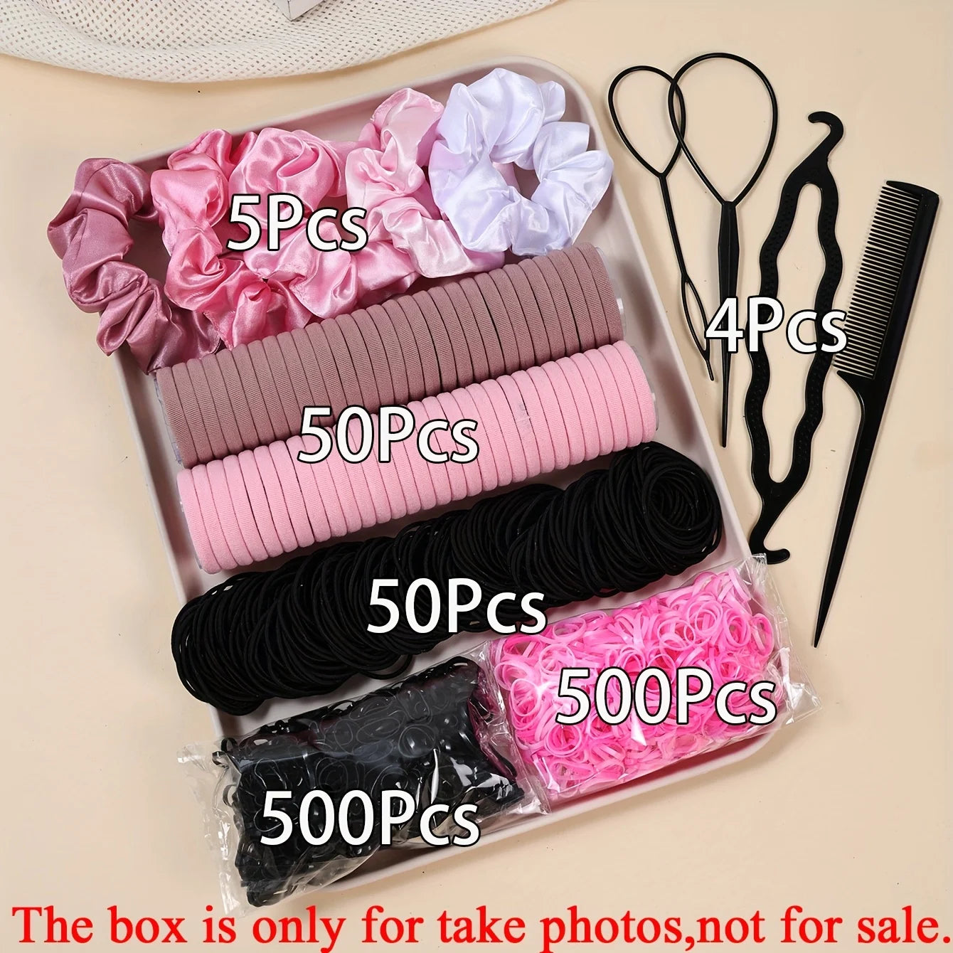 Women Dark Hair Accessories Set Elastic Seamless Ponytail Scrunchies Small Rubber Bands Fashion Hair Ties Headbands