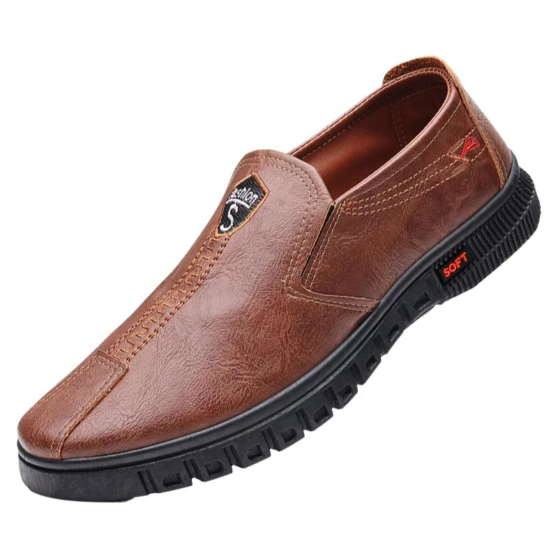 Soft Bottom Men's Business Casual Shoes Easy to Wear Spring Summer Autumn Winter Korean Style round Toe Low Heel Leather Shoes