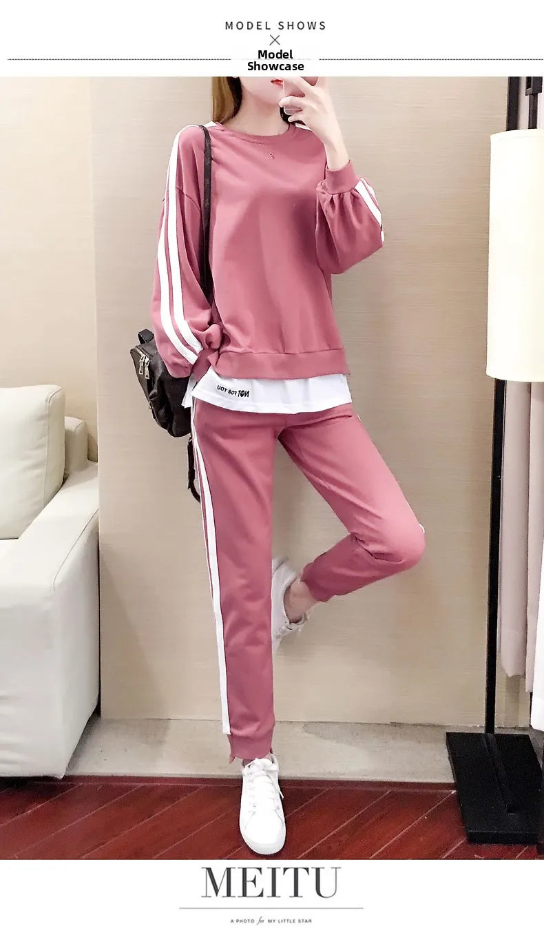 Casual Sportswear Set for Women Spring Autumn New Style Loose Fashionable Large Size Trendy Sweatshirt Best Friend Outfit