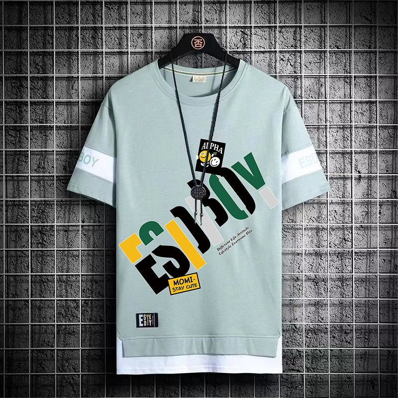 Summer  Fashion Short Sleeve Tops Tees Men 2024 New Men's T Shirt Casual Harajuku Men Clothing Print Graphics T Shirts Men