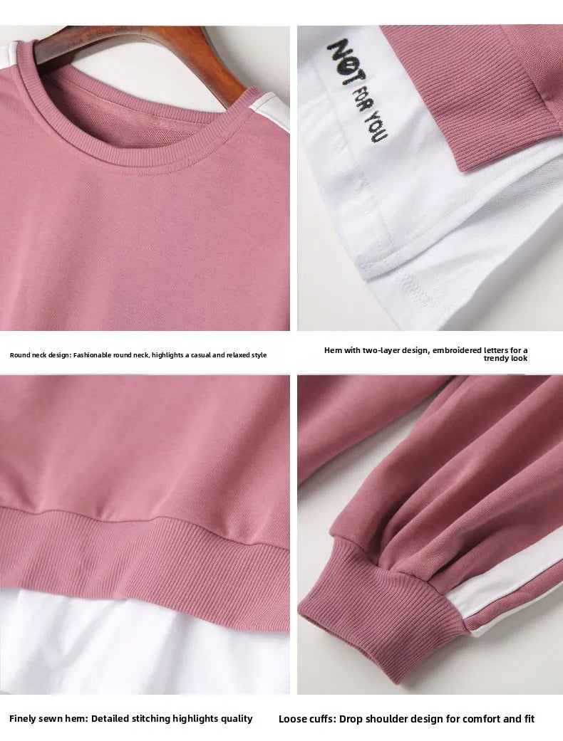 Casual Sportswear Set for Women Spring Autumn New Style Loose Fashionable Large Size Trendy Sweatshirt Best Friend Outfit