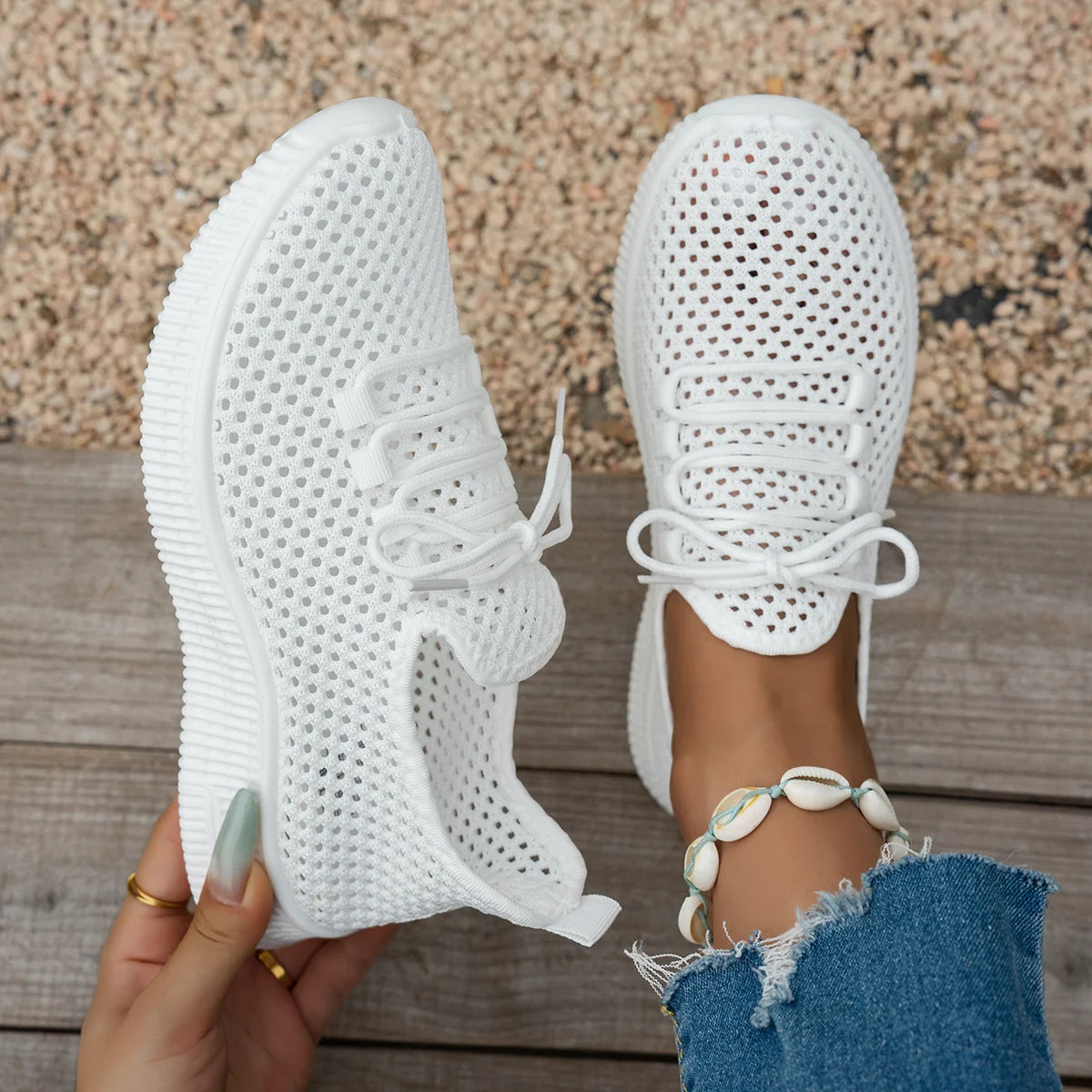 Women's Breathable Mesh Sneakers,  Slip-On Casual Shoes for Summer, Soft-Soled Non-Slip Daily Walking and Commuting Shoes