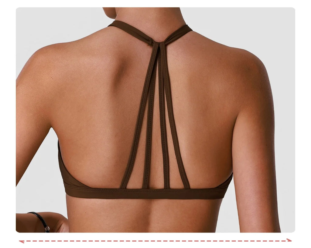 sm2631 High Strength Shockproof Sports Bra Sexy Halter Beautiful Back Quick Dry Women Running Fitness Yoga Bra With Chest Pad