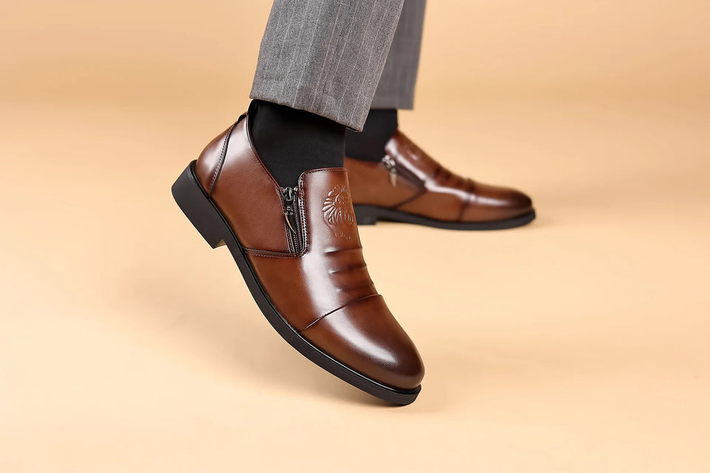Luxury Men Oxford Shoes Retro Lion Head Zip Men Dress Shoes Office Business Loafer High Quality Men Party Wedding Shoes 2024 New