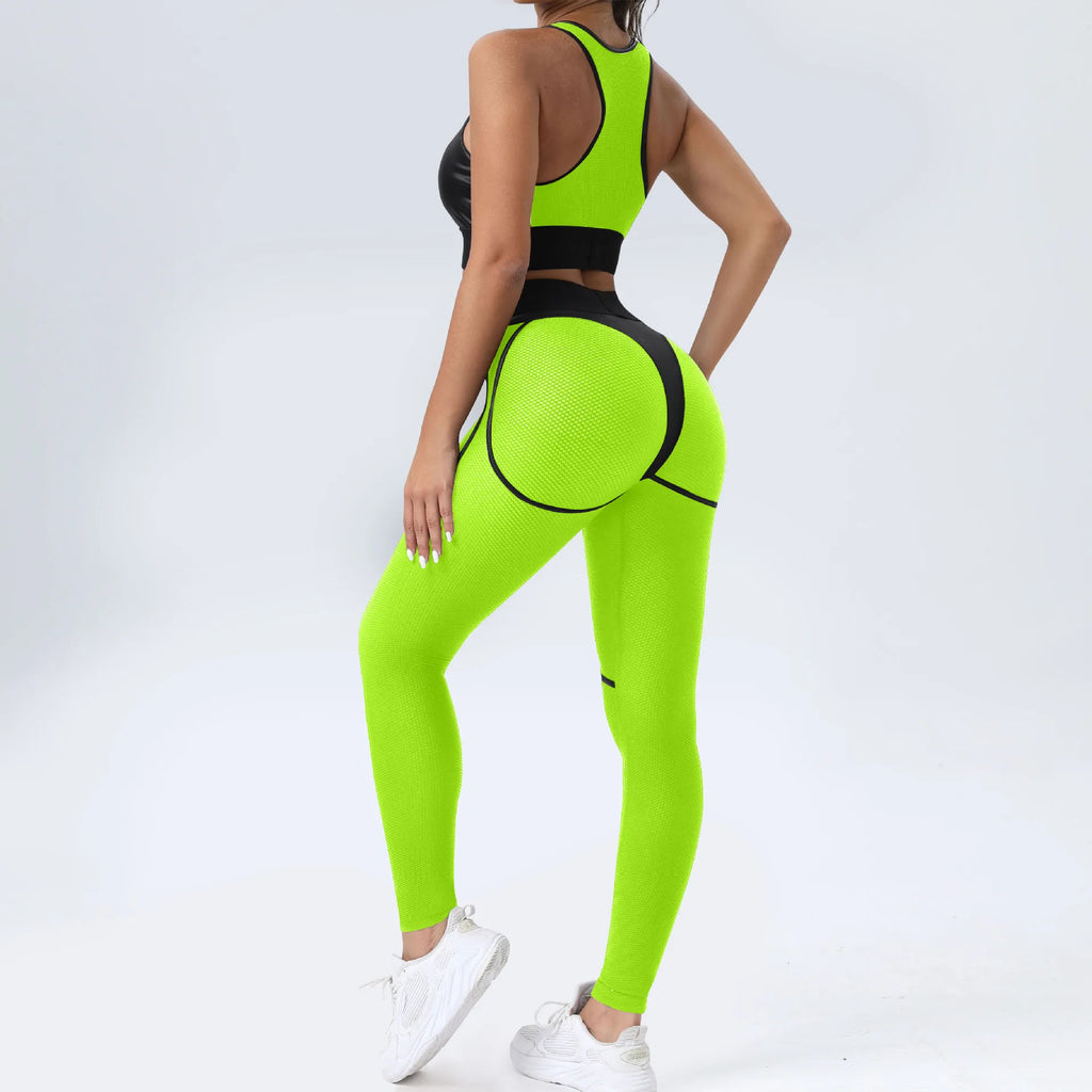 Gym Set Woman Sportswear Transparent Sport Outfit Women Tracksuit Sexy Mesh Yoga Clothing Suit for Fitness Black Pink Orange New