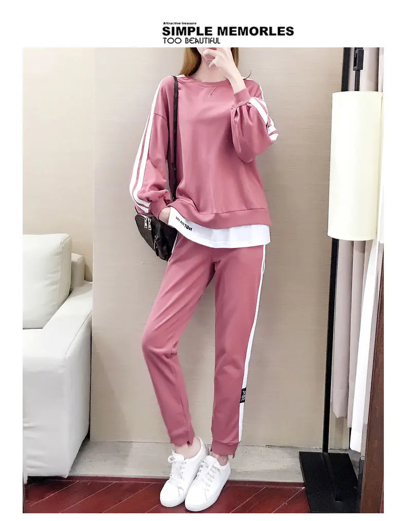 Casual Sportswear Set for Women Spring Autumn New Style Loose Fashionable Large Size Trendy Sweatshirt Best Friend Outfit