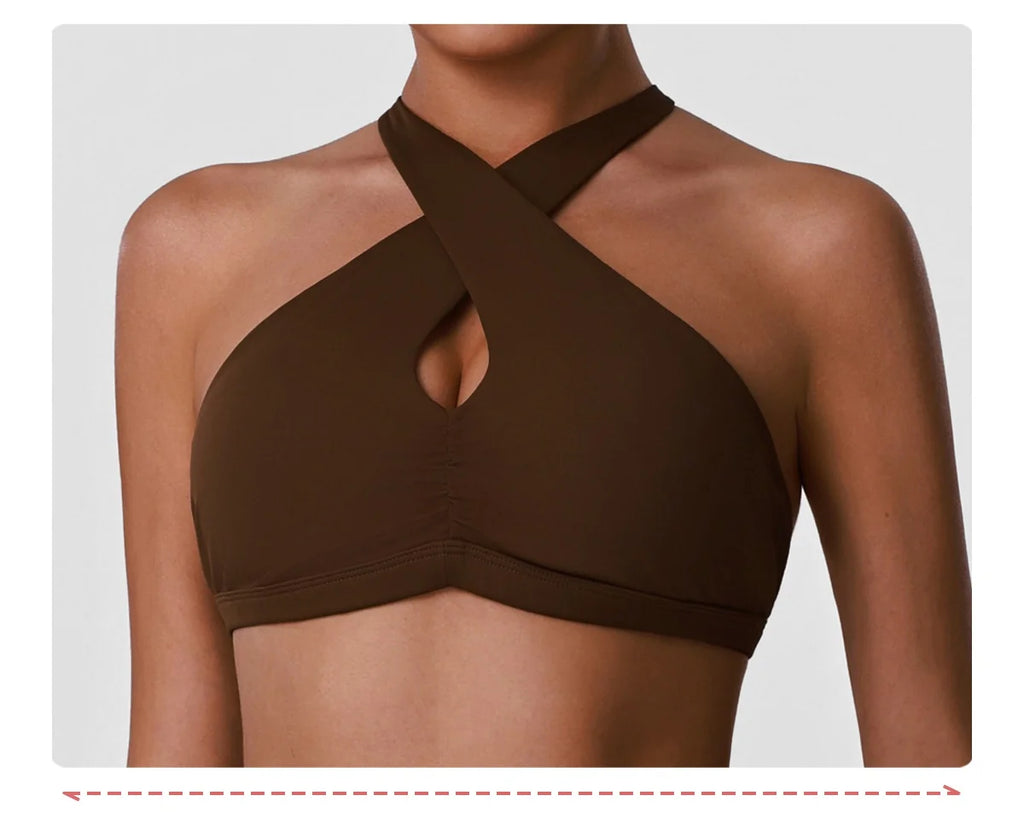 sm2631 High Strength Shockproof Sports Bra Sexy Halter Beautiful Back Quick Dry Women Running Fitness Yoga Bra With Chest Pad