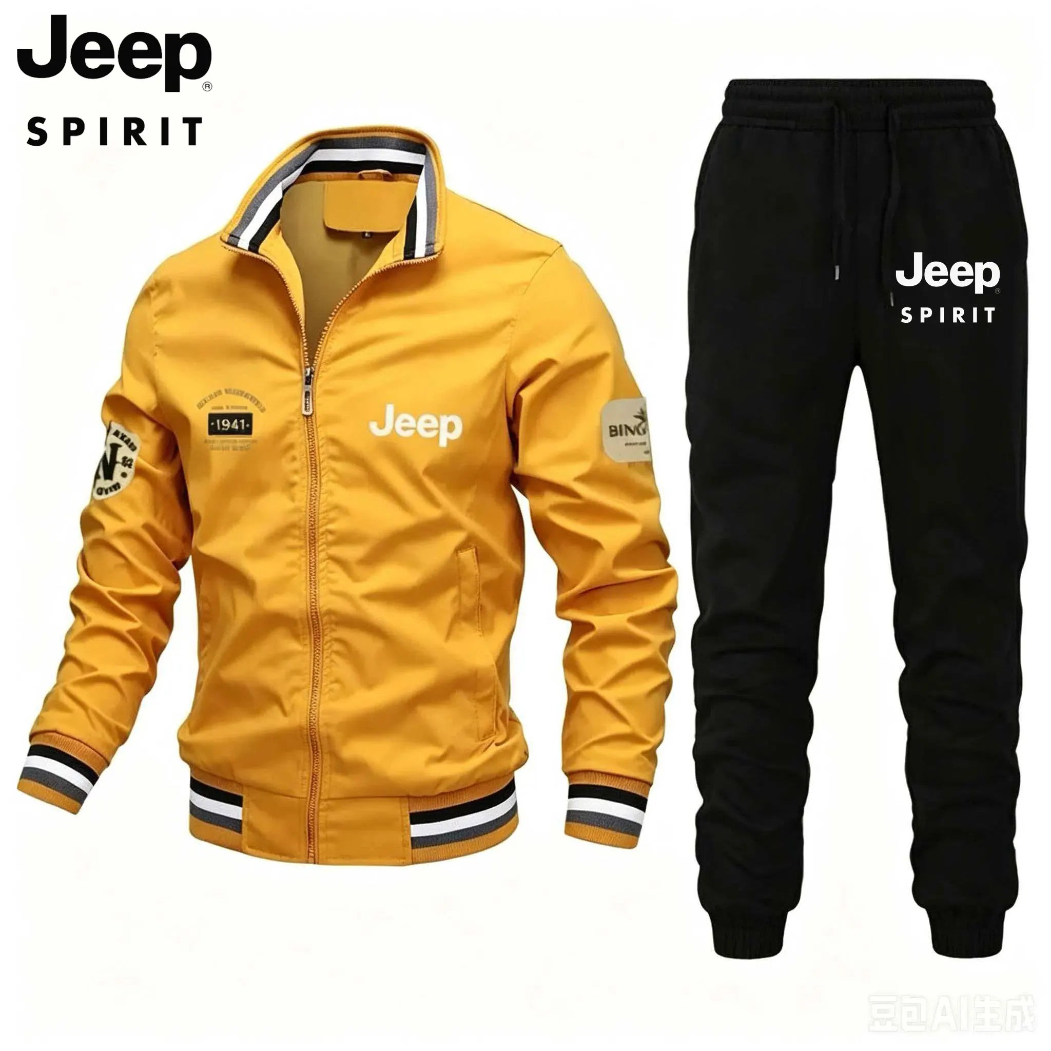 Brand new 2026 Jeep high-quality casual jacket set, with a stand-up collar, suitable for spring and autumn, ideal for outdoor ac