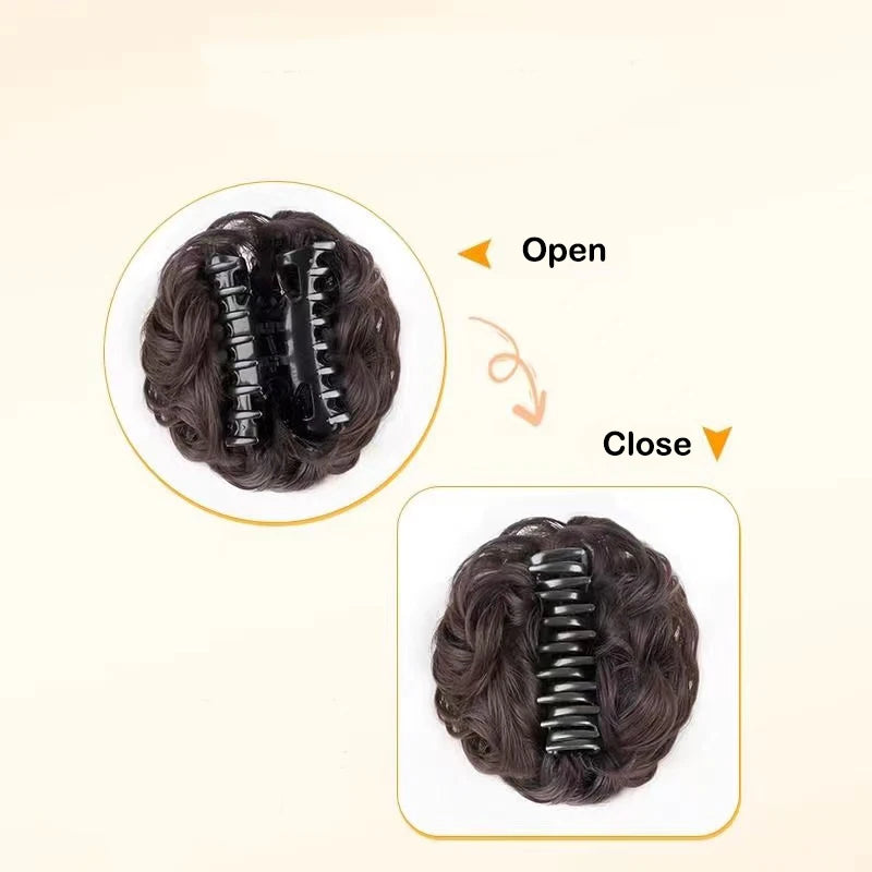Sunslymei Synthetic Hair Bun Grab Clip in Chignon Hairpiece Curly Messy Ponytail Hair Extensions Scrunchie Hairpieces for Women