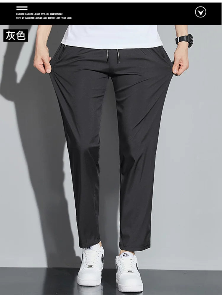 Men's Casual Pants Business Stretch Slim Fit Elastic Waist Jogger Korean Classic Blue Black Gray Male Brand Trousers