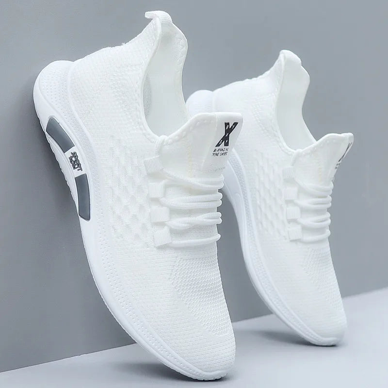 New White Mesh Sneakers Man Casual Shoes Breathable Summer Sneakers Men Shoes Outdoor Walking Sneakers Lightweight Tennis Shoes