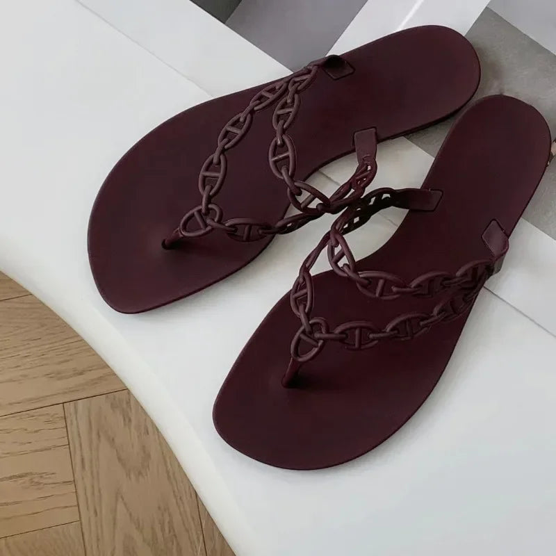 Summer Women Slippers Bow Flip Flops Rivet Flats Sandals Outdoor Transparent Crystal Beach Shoes Female Open Toe Shoes