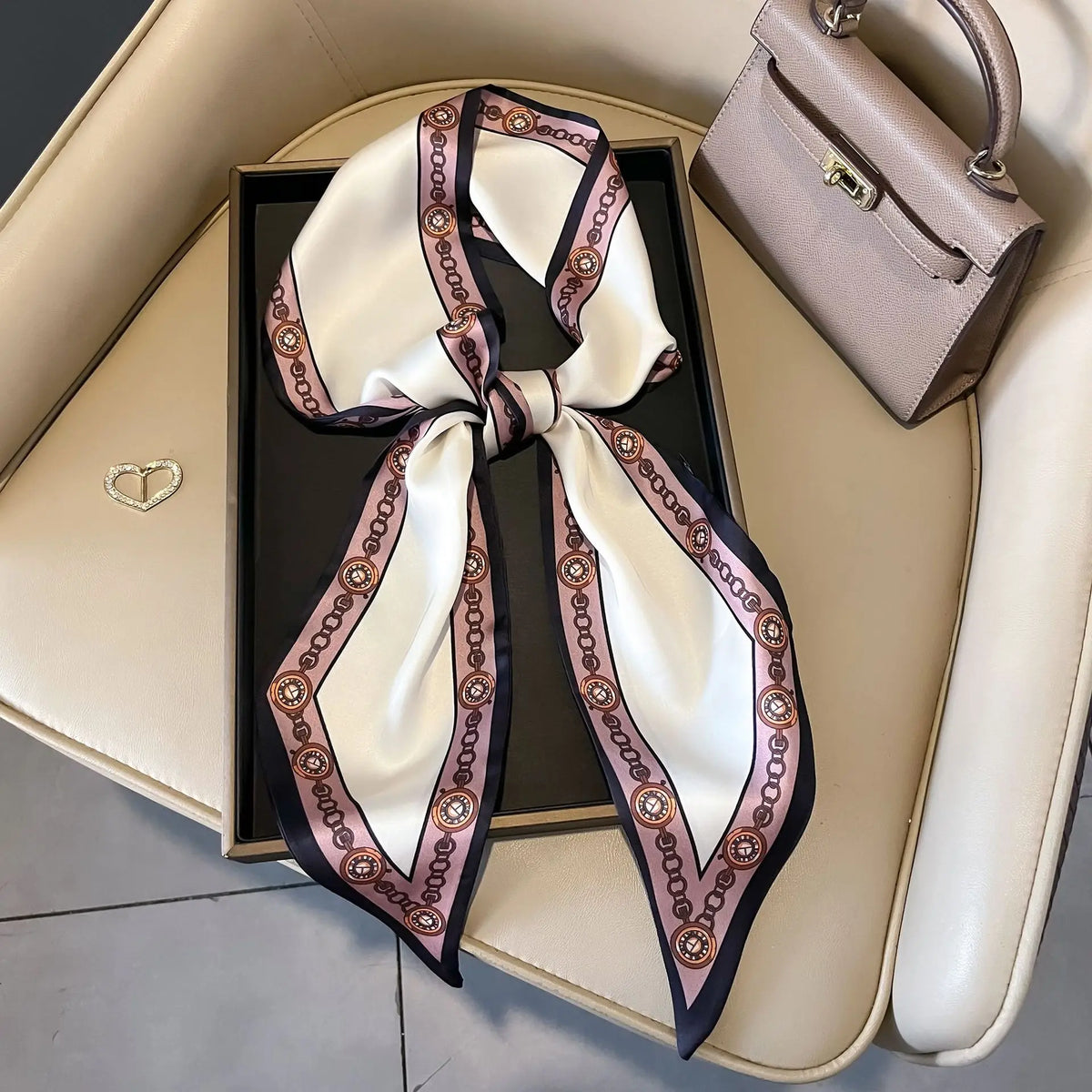 Luxury Long Neckerchief Skinny Hair Bands Women Silk Scarfs Fashion Headbands Bag Scarves Print Hairband Neck Scarf For Ladies