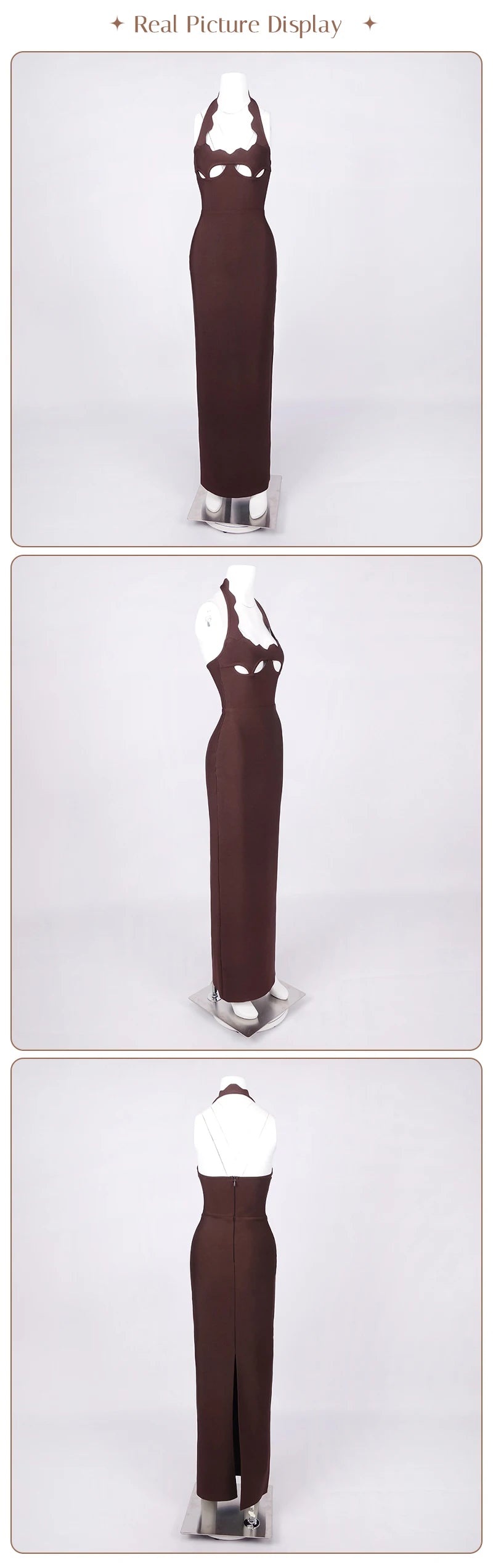 VC Black Halter Elegant Dress For Women 2025 New Summer Evening Party Celebrity Bodycon Long Dress Red Brown Prom Vestido