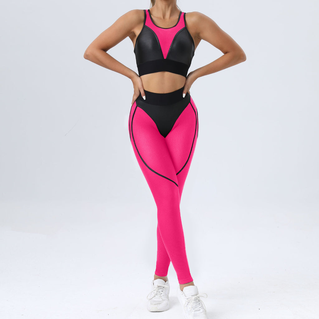 Fashion Mesh Patchwork Suit for Fitness Sportswear Women Gym Yoga Workout Clothes Elastic Breathable Sport Set Tracksuit Black