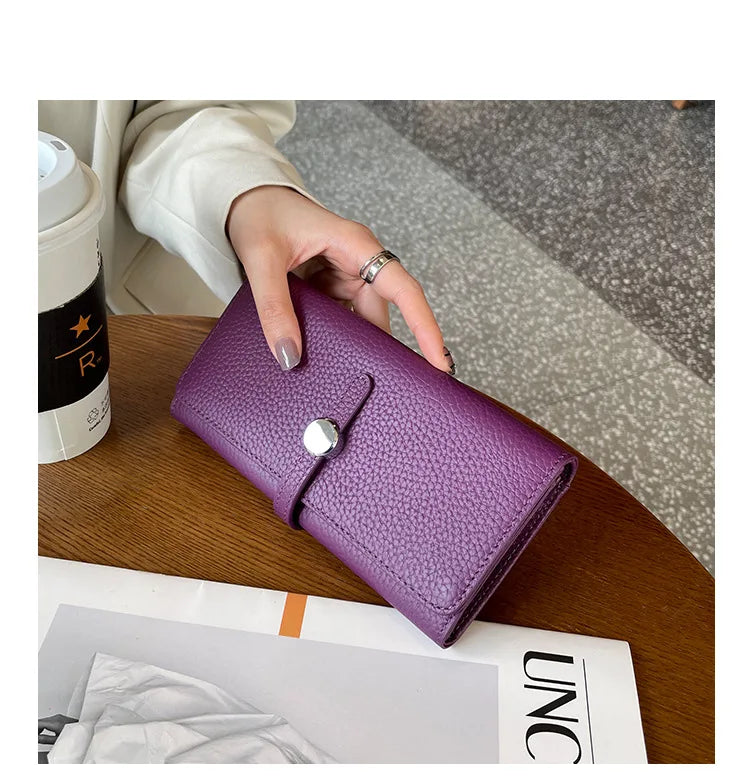 Genuine Leather Wallet Women Long Clutch Fashion Luxury Brand Ladies Purses Card Holder Zipper Coin Pocket High Quality Billfold