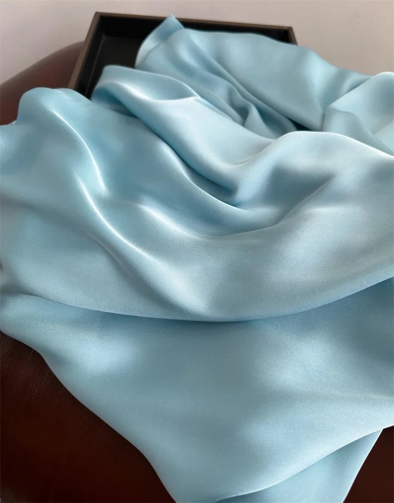 Plain Solid Basic Design 100% Silk Feeling Scarf for Women 180x90cm Shawl Wrap Luxury Female Hijab Headband Foulard Beach Stoles