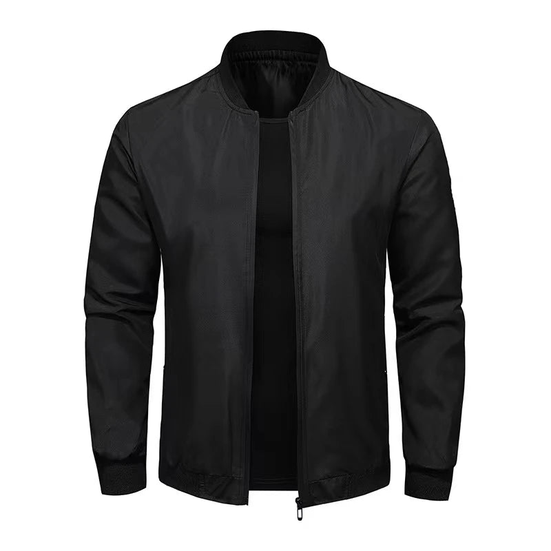 2025 Spring and Autumn New Baseball Collar Short Loose Solid Color Jacket Men's Business Casual Thin Coat Trend