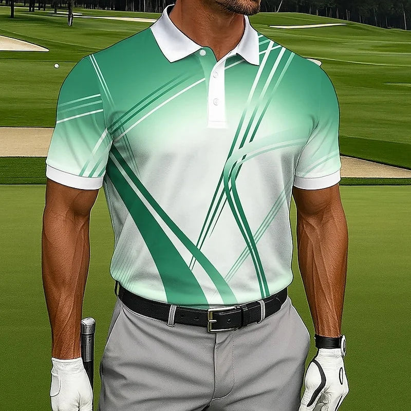 Summer Fashion Short Sleeve Men's Polo Shirt Striped 3D Printed Lapel Men's Top High Quality Men's Shirt Casual Wear