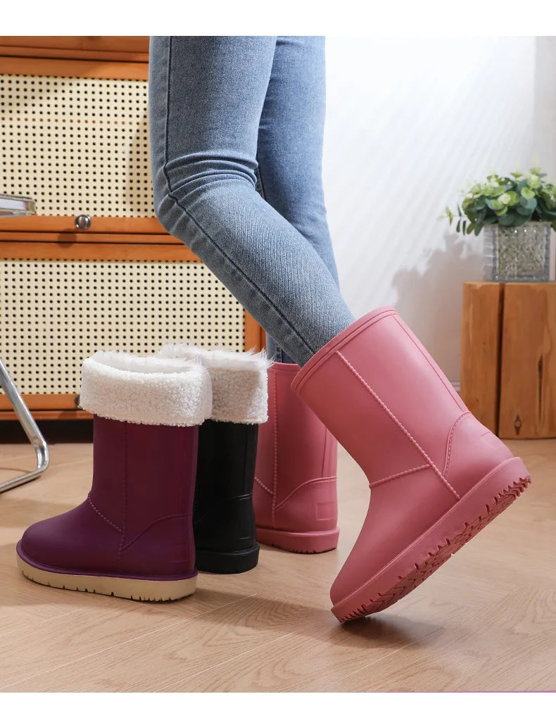 2025 New Women's Fashionable Low-Cut Soft-Soled Anti-Slip Rain Boots Waterproof Comfortable PVC Material for All Seasons