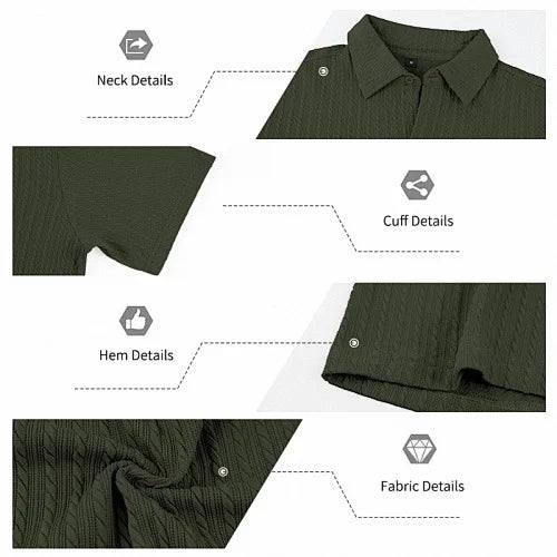 European and American Men's Casual Jacquard Shirt Men's Summer Solid Color Lapel Breathable Men's Short-Sleeved Shirt Top