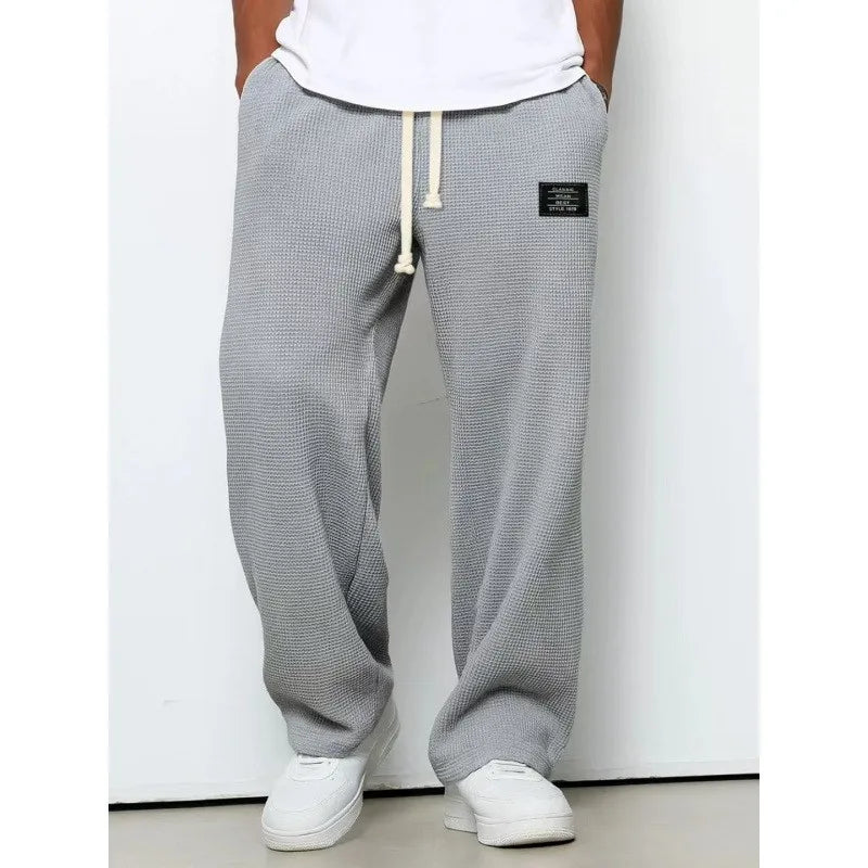 Straight‑Leg Sweatpants  European & American  Trendy Brand Draping Wide‑Leg Casual Sports Long Pants