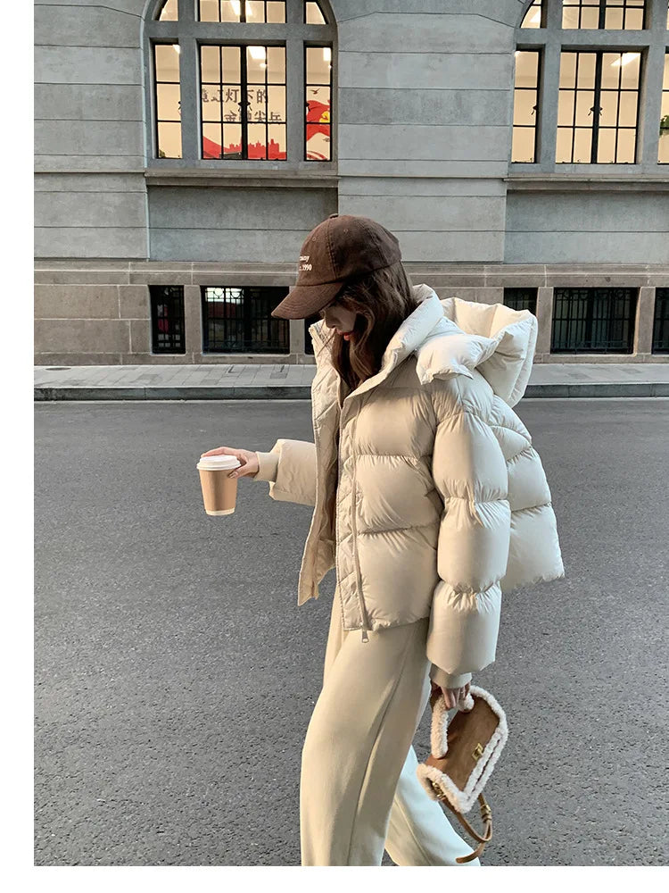 New Winter Puffer Jacket Women Fashion Hooded Down Cotton Overcoat Female Loose Casual Warm Parkas Outerwear