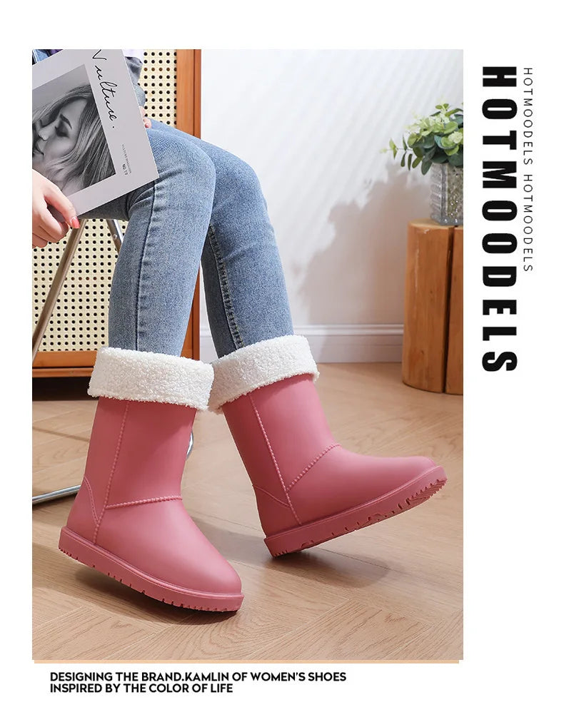 2025 New Women's Fashionable Low-Cut Soft-Soled Anti-Slip Rain Boots Waterproof Comfortable PVC Material for All Seasons