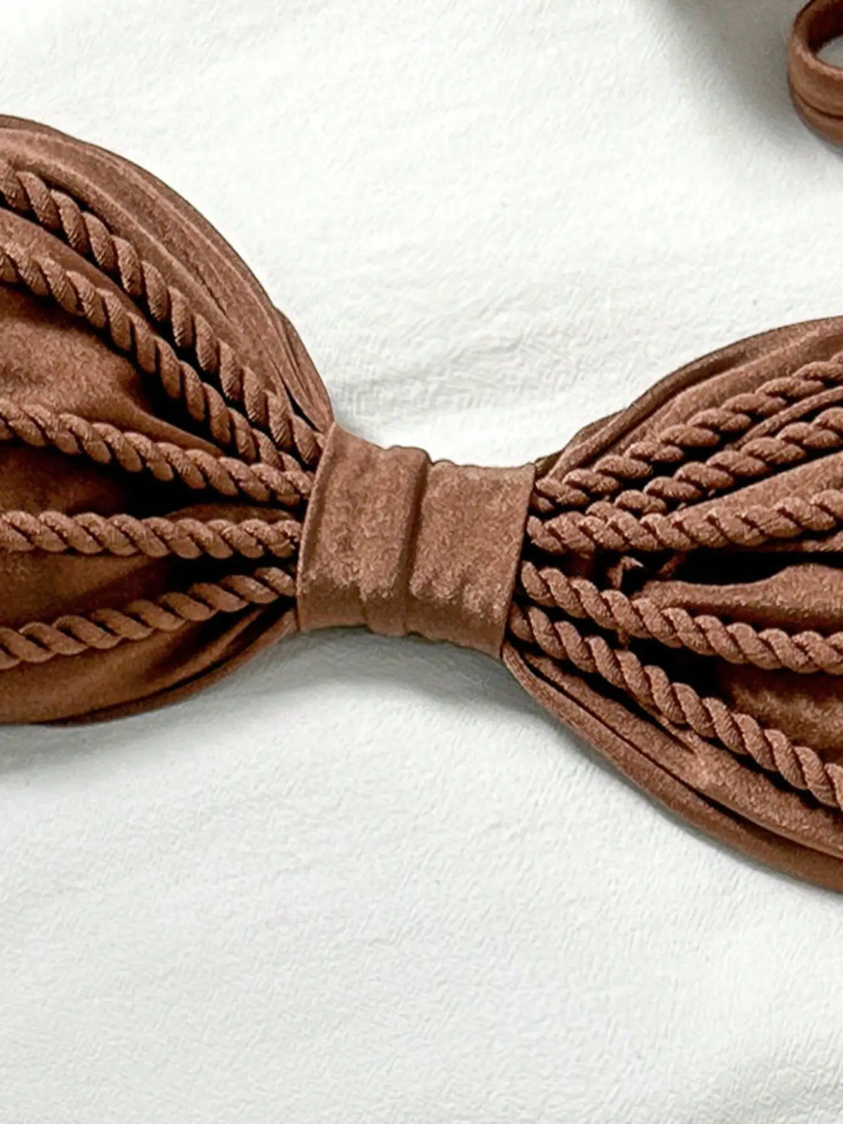 Sexy Bandeau Bikini 2026 Women Coffee Braiding Rope Pleate Tie Push Up High Waist Swimsuit Beach Holiday Bathing Suit Swimwear