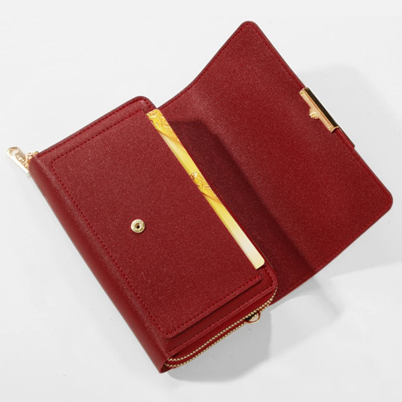 2026 New Korean Style Women Long Wallet Large Capacity Multi Functional Clutch Purse Coin Pocket Shoulder Crossbody Bag For Dail