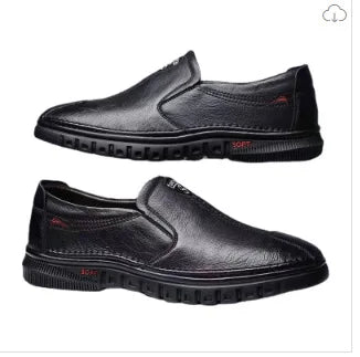 Men's Casual Breathable Leather Surface Shoes Soft Bottom Fashion Business Shoes for Middle-Aged And Elderly Fathers