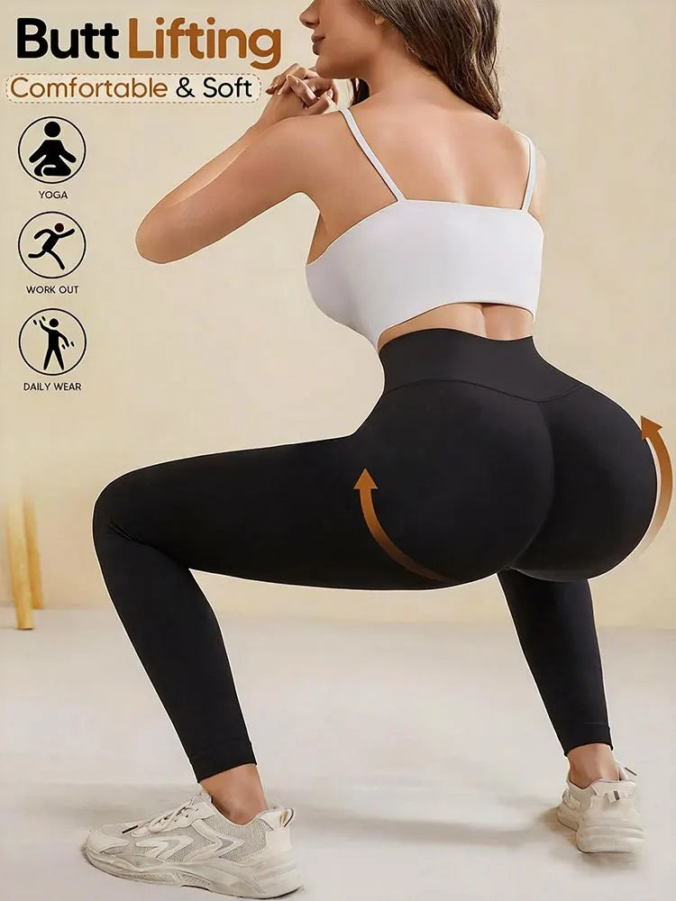 Black Sexy High Waisted Legging Peach Butt Soft Body Naked Feel Moisture WickingYoga Pants Women's Plus Size Fitness Sportswear