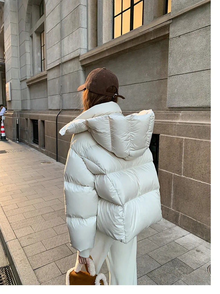 New Winter Puffer Jacket Women Fashion Hooded Down Cotton Overcoat Female Loose Casual Warm Parkas Outerwear