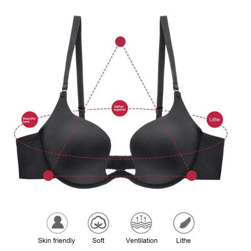 Sexy Women Lingerie Backless Bras Underwear Deep V Low Cut Push Up Bra Intimates Female Sport Yoga Bralette Low Back Invisible