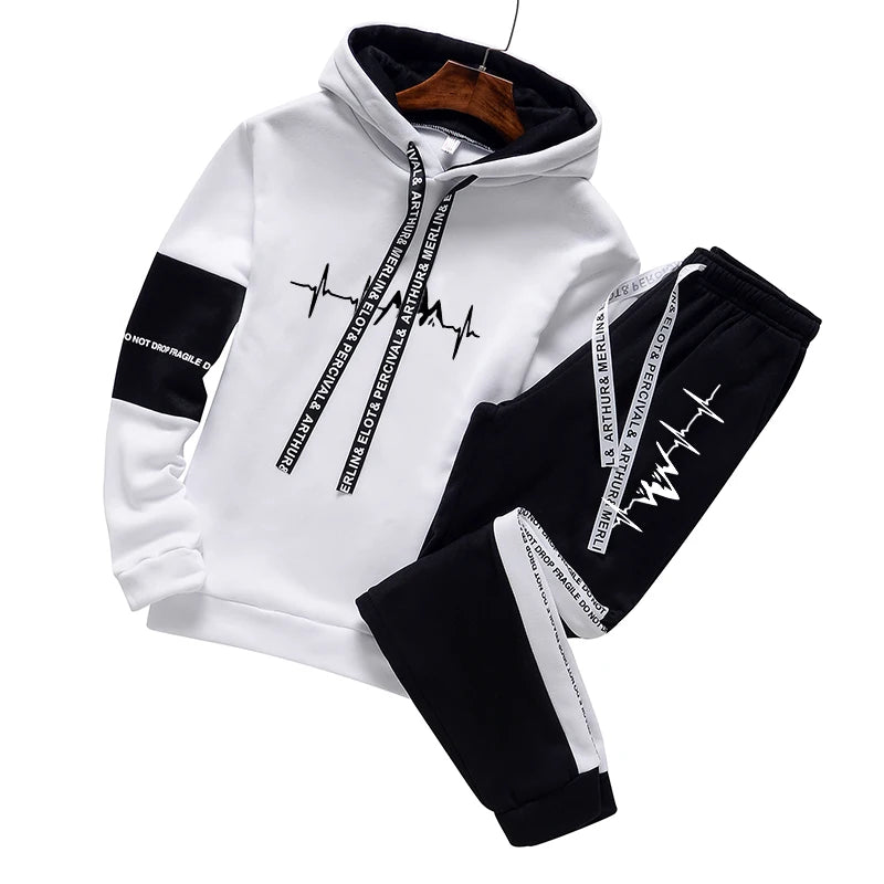 New Mens Tracksuit Printing Casual Sweatshirts Outdoor Sports Jogging Man Clothing Single Piece Hoodie Pants Fashion Sportswear