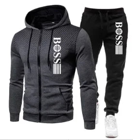 Two-piece Set of Warm Sportswear for Autumn and Winter, 2026New Style Fashionable Men's Zipper Hoodie + Casual Pants Set